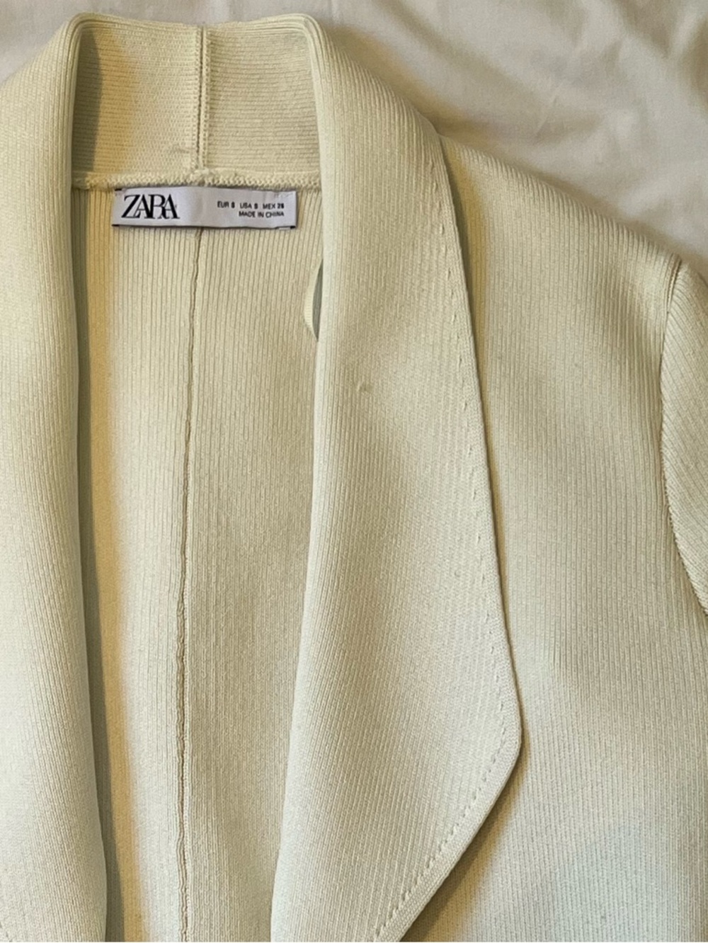 Zara Off-White Textured Shawl-Collar Blazer Jacket